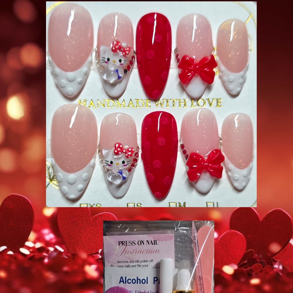 Red and Pink Handmade Nail Art Set